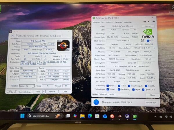 Gaming pc Ryzen 7 7700, rtx 4060, b850 gaming X WiFi6e, 32 gb ram, 1tb m.2